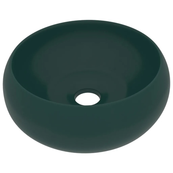 Chiuvetă Baie Lux Verde Inchis Mat 40x15 cm Ceramică Rotund 147003